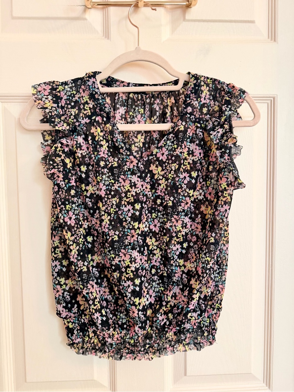 Floral semi sheer justice top
